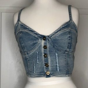 Stretch denim corset